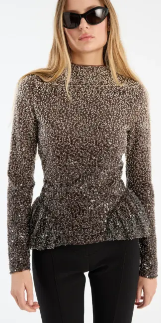 Pailletten-Peplum Top